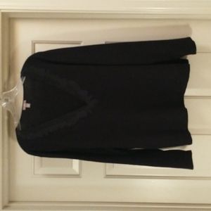 J Jill 3x Black Applique V Neck Sweater